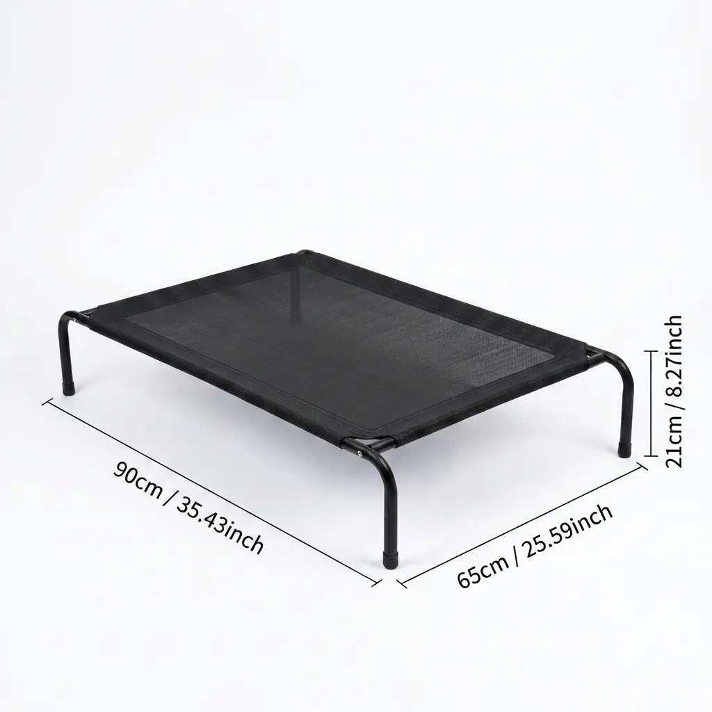 Petitrinu Classic Elevated Dog Bed with Metal Frame - Breathable Textilene Mesh Fabric for Cooling and Joint Relief, Available in Two Sizes for Medium to Large Dogs