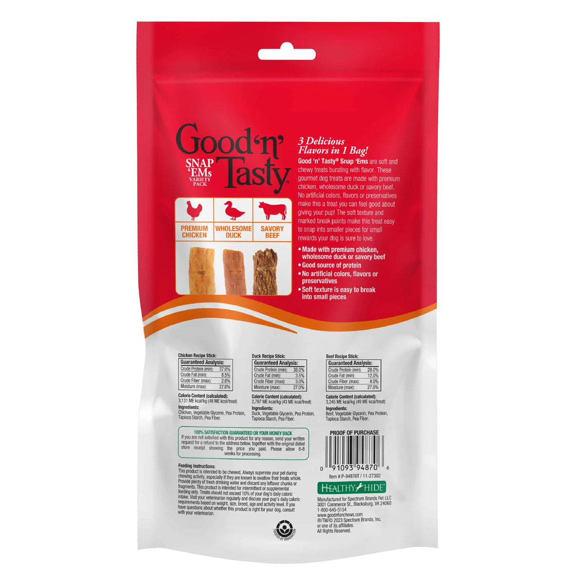 Good 'N' Tasty Protein Dog Treat Variety Pack - 4-Bag Bundle Featuring Protein Strips, Soft Treats, and Crunchy Snap 'Ems