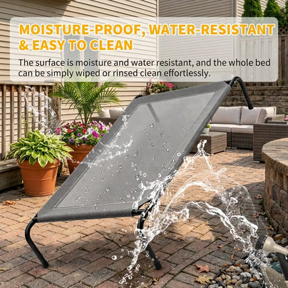 Petitrinu Classic Elevated Dog Bed with Metal Frame - Breathable Textilene Mesh Fabric for Cooling and Joint Relief, Available in Two Sizes for Medium to Large Dogs