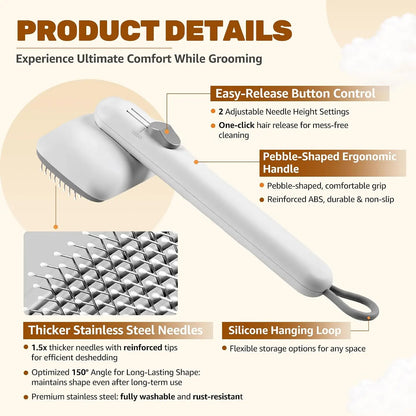 Self-Cleaning Deshedding Slicker Comb for Dogs and Cats - One-Click Release Brush for Effective Shed Control and Effortless Cleaning