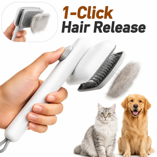 Self-Cleaning Deshedding Slicker Comb for Dogs and Cats - One-Click Release Brush for Effective Shed Control and Effortless Cleaning