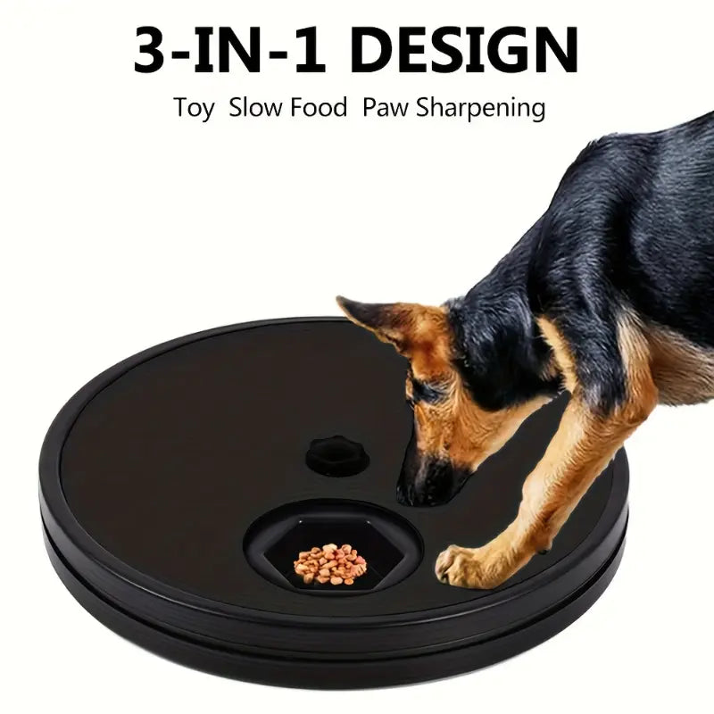 Multifunctional 3-in-1 Dog Food Dispenser Plate, Nail Scratch Pad, and Interactive Training Bowl