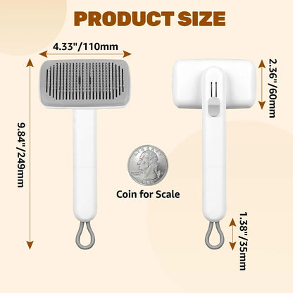 Self-Cleaning Deshedding Slicker Comb for Dogs and Cats - One-Click Release Brush for Effective Shed Control and Effortless Cleaning