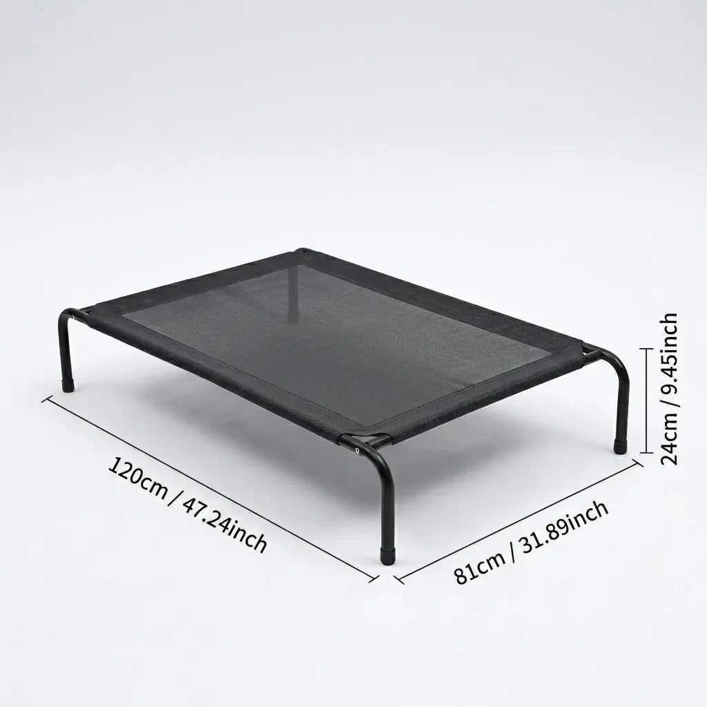 Petitrinu Classic Elevated Dog Bed with Metal Frame - Breathable Textilene Mesh Fabric for Cooling and Joint Relief, Available in Two Sizes for Medium to Large Dogs