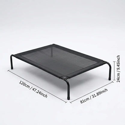 Petitrinu Classic Elevated Dog Bed with Metal Frame - Breathable Textilene Mesh Fabric for Cooling and Joint Relief, Available in Two Sizes for Medium to Large Dogs