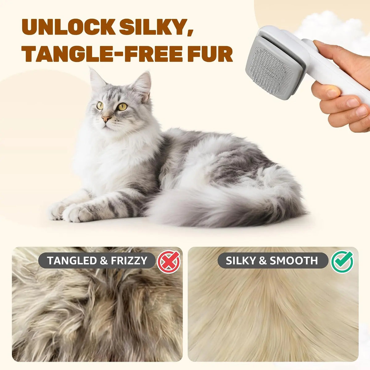 Self-Cleaning Deshedding Slicker Comb for Dogs and Cats - One-Click Release Brush for Effective Shed Control and Effortless Cleaning