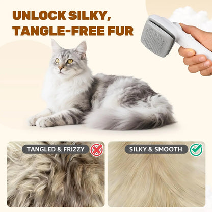 Self-Cleaning Deshedding Slicker Comb for Dogs and Cats - One-Click Release Brush for Effective Shed Control and Effortless Cleaning